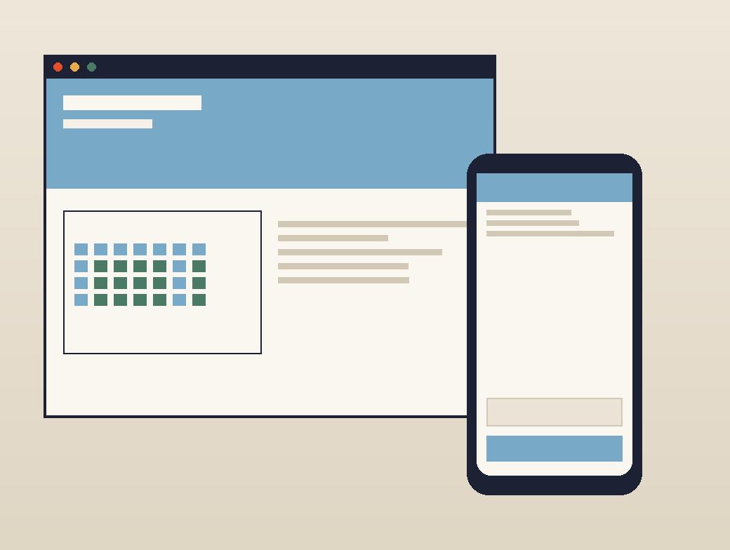 Healthcare clinic website screens with appointment booking interface