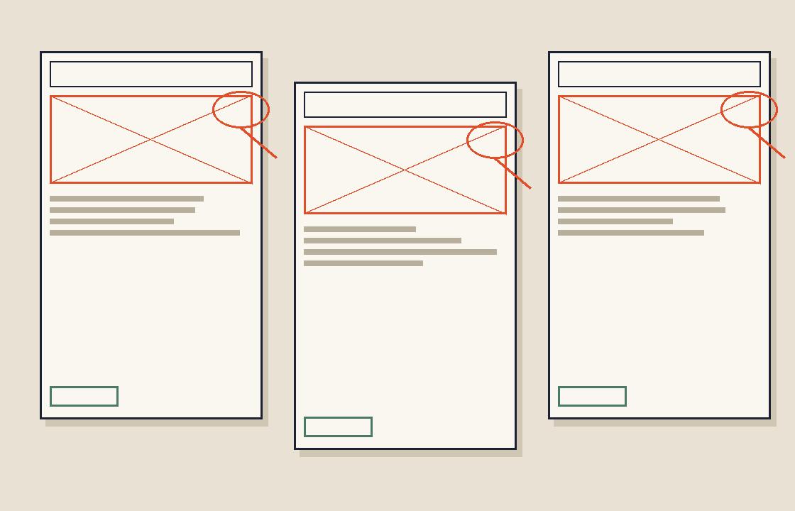 Hand-drawn website wireframes being refined with ink annotations on a light table